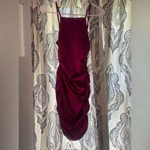 Michael Kors from Macy’s dress Holiday collection. Burgundy scrunched midi dress